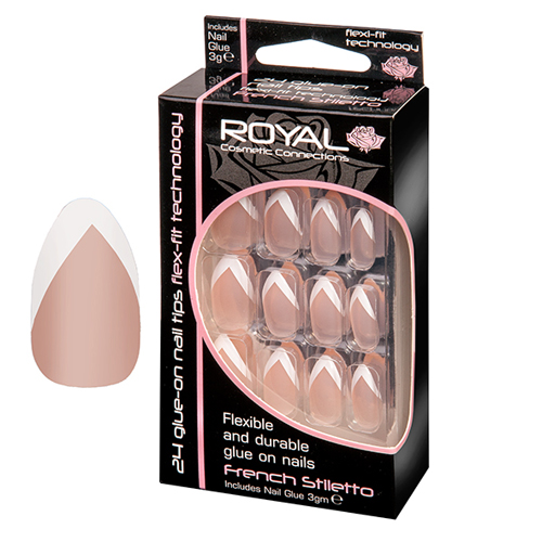 Royal Glue-on Nail Tips French Stiletto(6 stuks)