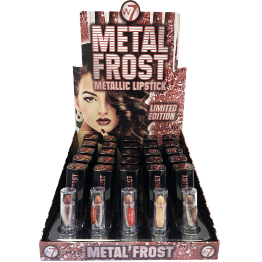 W7 Metal frost metallic lipstick display