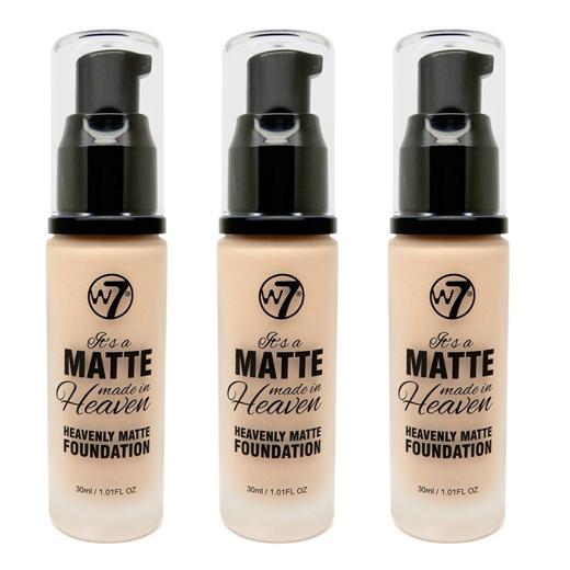 W7 Matte made heaven foundation sand beige (3 stuks)