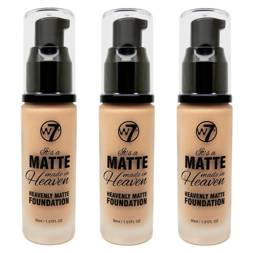 W7 Matte made heaven foundation true beige (3 stuks)