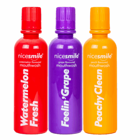 Nice Smile Mouthwash Mixed Case Peach/Watermelon/Grape (12)