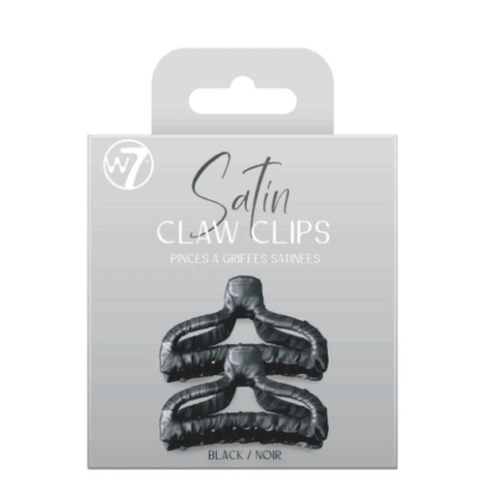 W7 Satin Claw Hair Clip Set - Black (2-pack)
