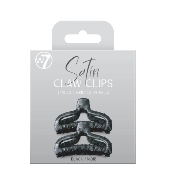 W7 Satin Claw Hair Clip Set - Black (2-pack)